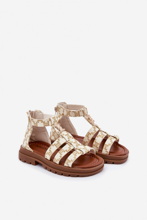 Kinderen sandalen Gladiator Ze gouden kleurm Detalem beige Vesira