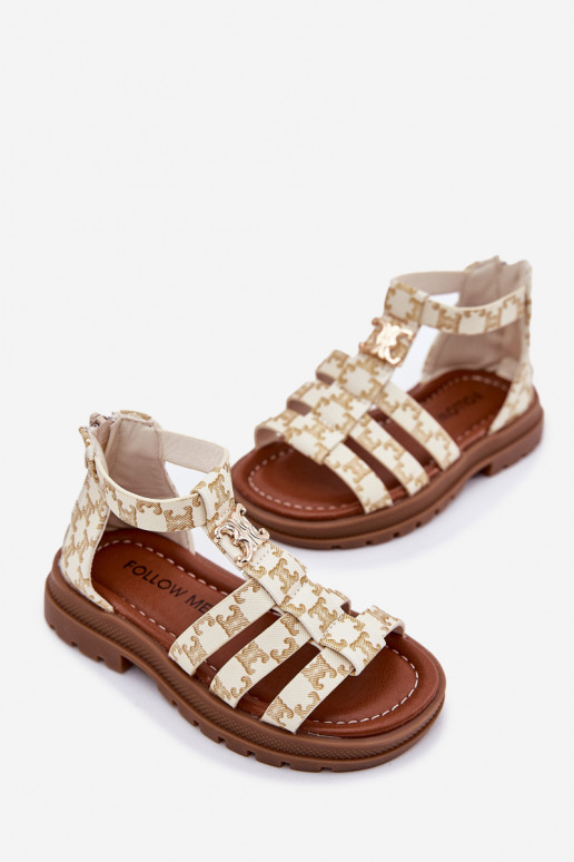 Kinderen sandalen Gladiator Ze gouden kleurm Detalem beige Vesira