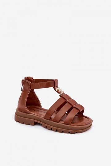 Kinderen sandalen Gladiator Ze gouden kleurm Detalem bruine kleur Vesira 2