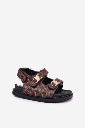 Kindersandalen met zelfklevende bevestigingsmiddelen Ze gouden kleurmi Detalami bruine kleur Cavina 2