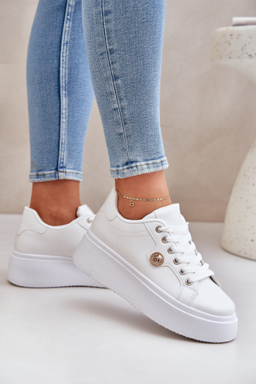 Eko Leer Sneakers model schoenen met platform Ze gouden kleurm Detalem Initte kleur Zingie