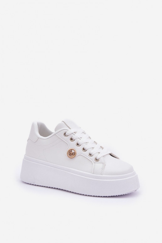 Eko Leer Sneakers model schoenen met platform Ze gouden kleurm Detalem Initte kleur Zingie