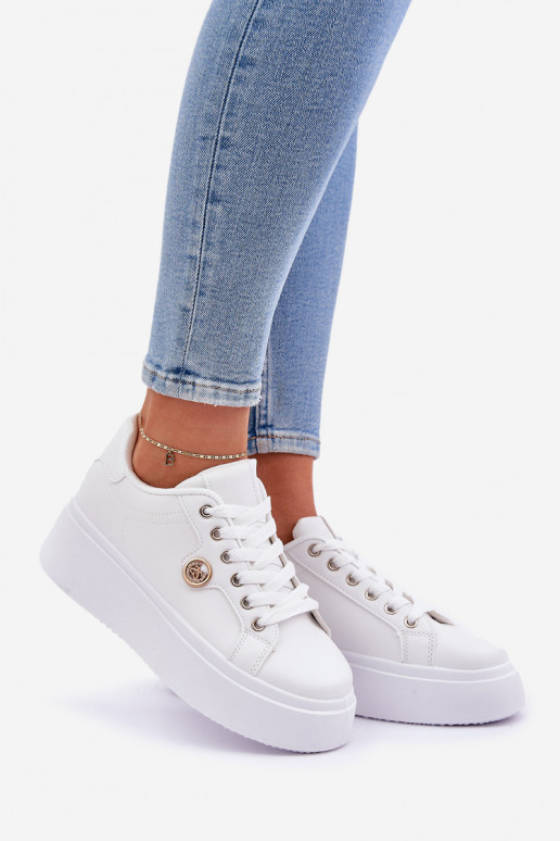 Eko Leer Sneakers model schoenen met platform Ze gouden kleurm Detalem Initte kleur Zingie