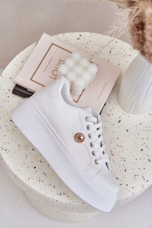 Eko Leer Sneakers model schoenen met platform Ze gouden kleurm Detalem Initte kleur Zingie