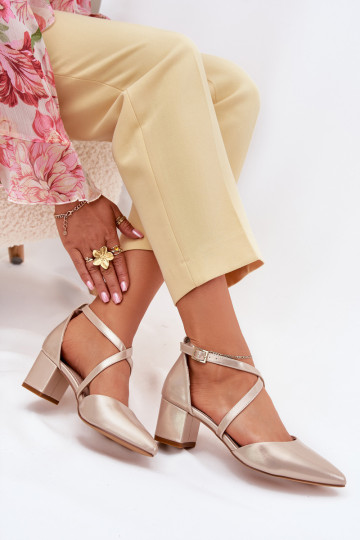 Schoenen met hakken van ecoleer Sergio Leone SK830 gouden kleur