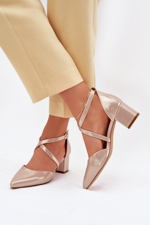 Schoenen met hakken van ecoleer Sergio Leone SK830 gouden kleur Schoenen met hakken van ecoleer Sergio Leone SK830 gouden kleur