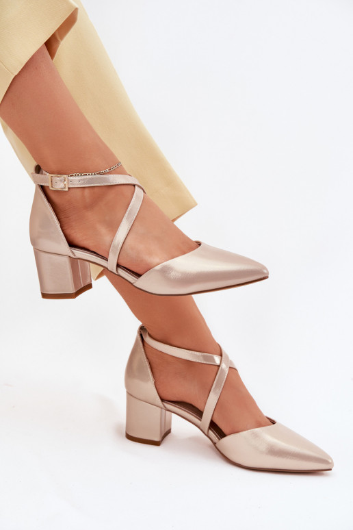 Schoenen met hakken van ecoleer Sergio Leone SK830 gouden kleur Schoenen met hakken van ecoleer Sergio Leone SK830 gouden kleur