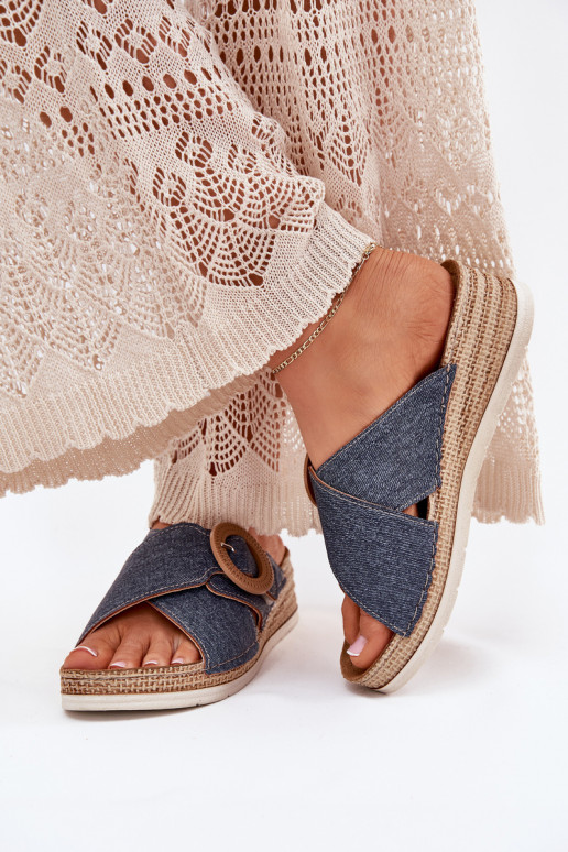 Damespantoffels Op de INig versieren met gespen Inblu RV000012 blauIn