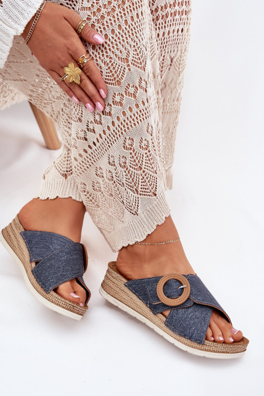 Damespantoffels Op de INig versieren met gespen Inblu RV000012 blauIn