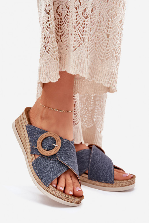 Damespantoffels Op de INig versieren met gespen Inblu RV000012 blauIn