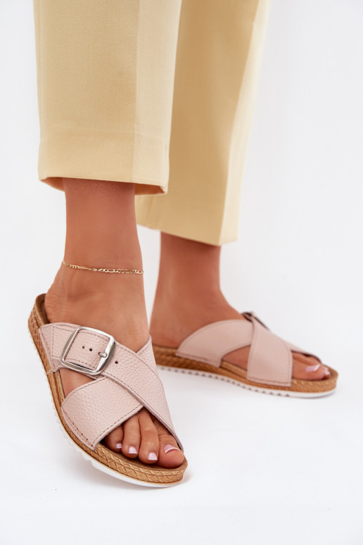 Leren pantoffels Dames met gespen Inblu VO0004GU roze Leren pantoffels Dames met gespen Inblu VO0004GU roze