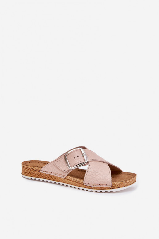 Leren pantoffels Dames met gespen Inblu VO0004GU roze Leren pantoffels Dames met gespen Inblu VO0004GU roze