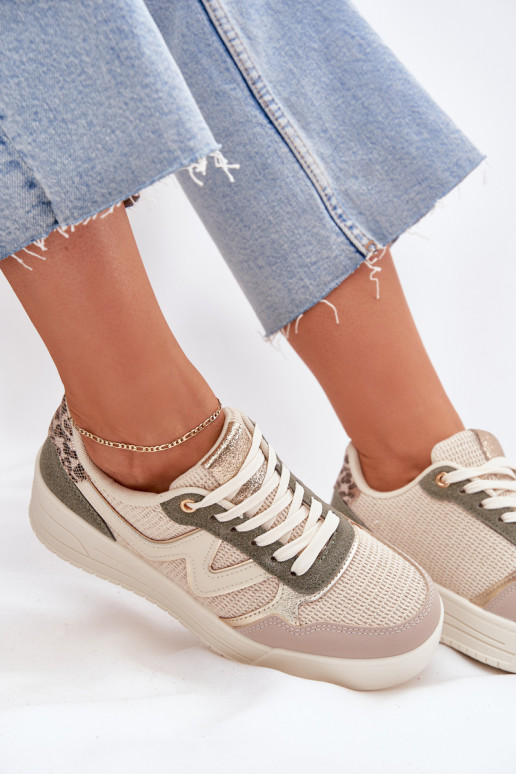 Sneakers model schoenen Dames met platform met luipaardbontpatronen beige Kelsia Sneakers model schoenen Dames met platform met luipaardbontpatronen beige Kelsia