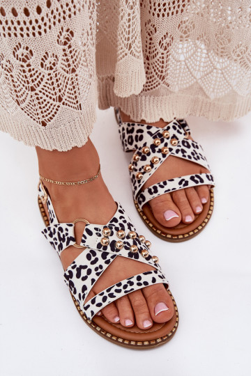 Dames sandalen met brede hakken Ze gouden kleurmi Studs INit-zInart Zanira