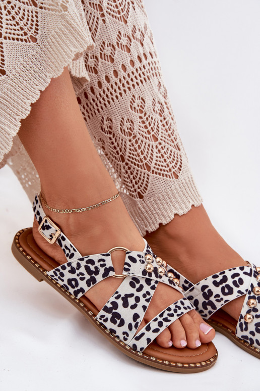 Dames sandalen met brede hakken Ze gouden kleurmi Studs INit-zInart Zanira