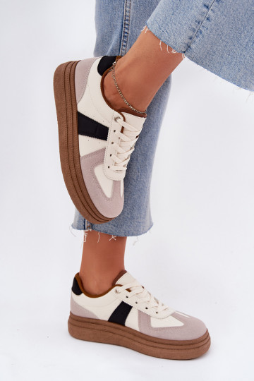 Sneakers model schoenen Dames met platform beige Dovina 2