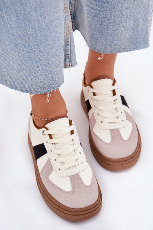 Sneakers model schoenen Dames met platform beige Dovina