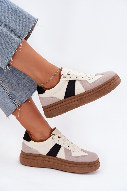 Sneakers model schoenen Dames met platform beige Dovina