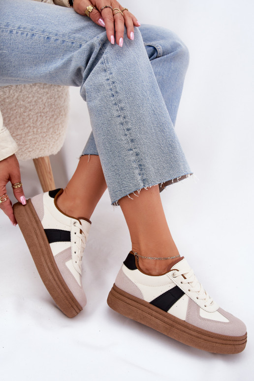 Sneakers model schoenen Dames met platform beige Dovina