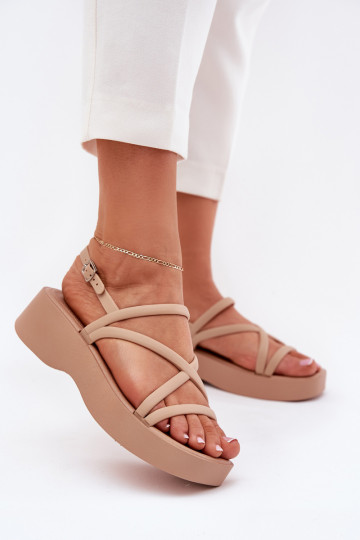 Dames sandalen met platform Met Strepen beige Civara 2