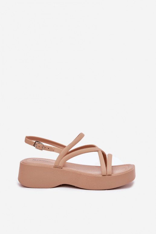 Dames sandalen met platform Met Strepen beige Civara