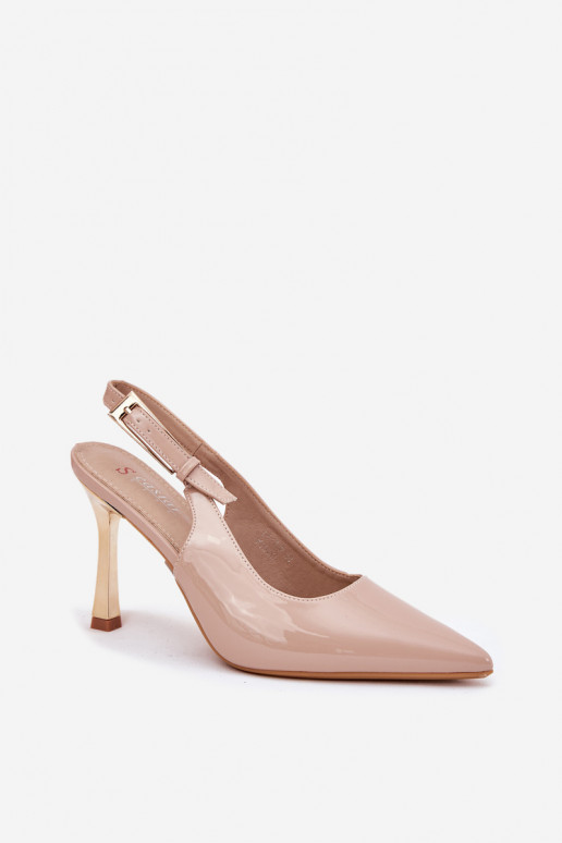 met lakeffect Hakken met open hiel I Szpiczastymi Noskami beige Rivori