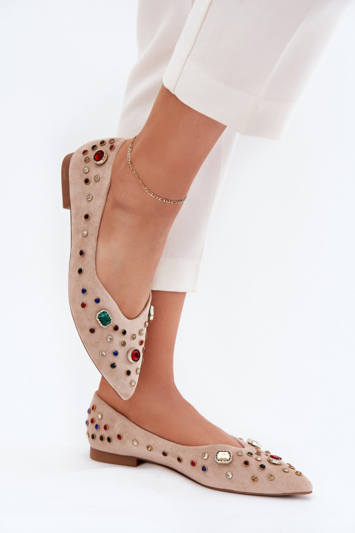 Ballerinas Dames Versierd Kryształkami beige Valena