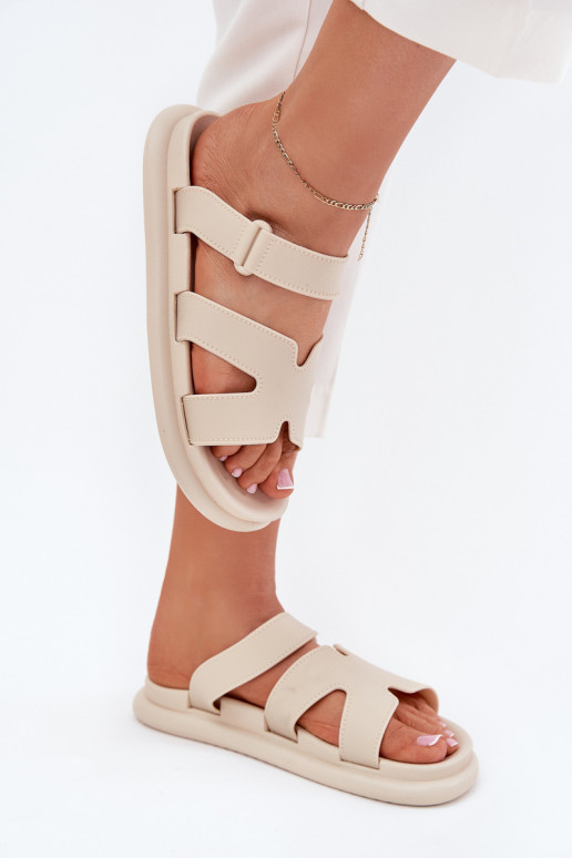 Rubber Damespantoffels met riemen beige Tavirae