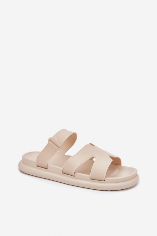 Rubber Damespantoffels met riemen beige Tavirae