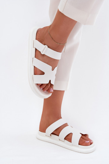 Rubberen dames slippers met bandjes witte kleur Tavirae