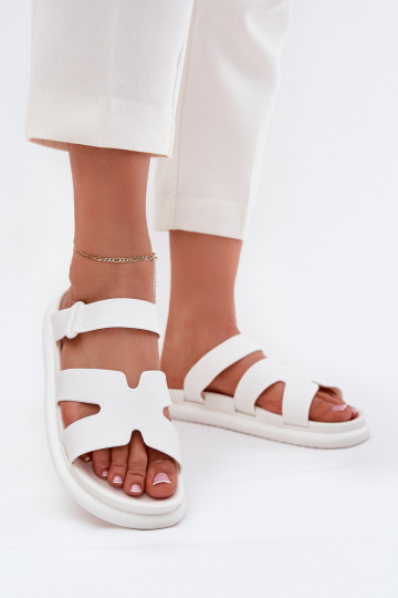 Rubberen dames slippers met bandjes witte kleur Tavirae 2