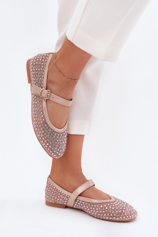 Versierd Ballerinas Dames met riemen I met gespen beige Avirae