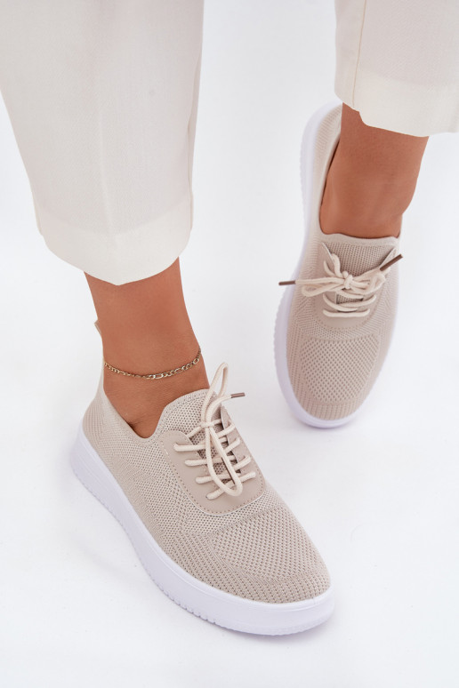 materiaal Persistent model sportschoenen met platform Dames beige Kalyra