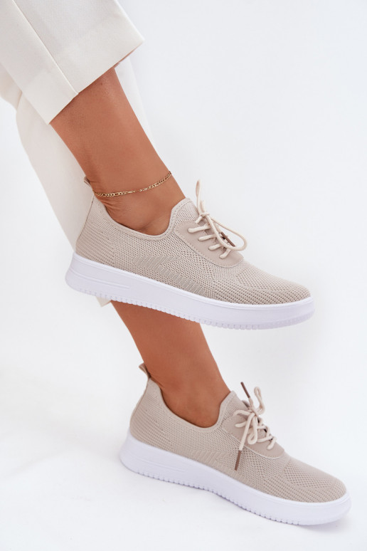 materiaal Persistent model sportschoenen met platform Dames beige Kalyra