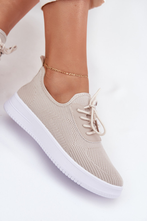materiaal Persistent model sportschoenen met platform Dames beige Kalyra