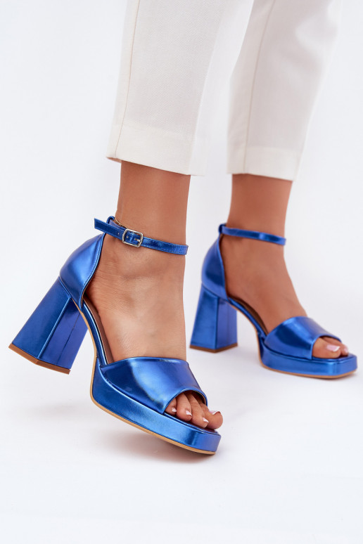 Gelakte sandalen voor dames met hakken blauIn Het heeftrila Gelakte sandalen voor dames met hakken blauIn Het heeftrila