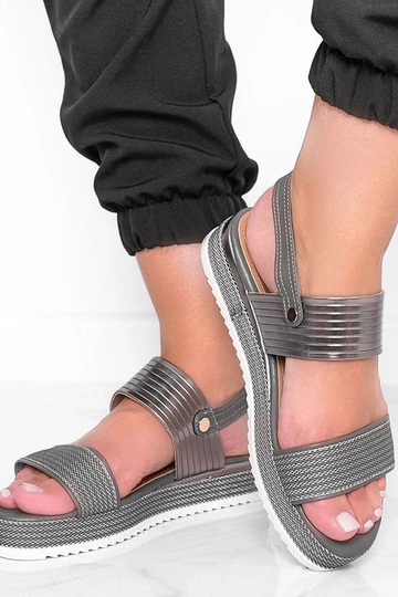 Grijze sandalen op dikke... 2