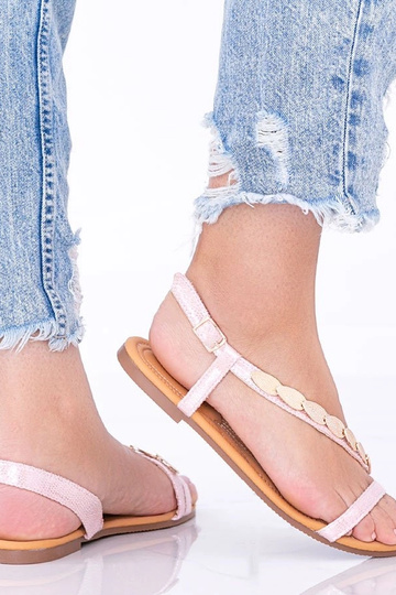 Roze holografische dames sandalen, „Moon"