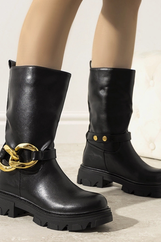 Sorte isolerede ankelstøvler med... Sorte isolerede ankelstøvler med...