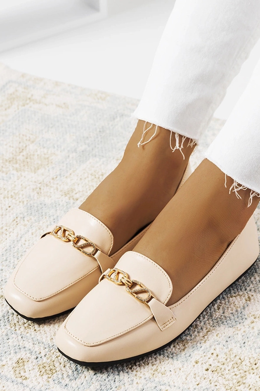 Beige mildere firkantede mokkasiner Beige mildere firkantede mokkasiner