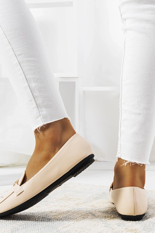 Beige mildere firkantede mokkasiner Beige mildere firkantede mokkasiner