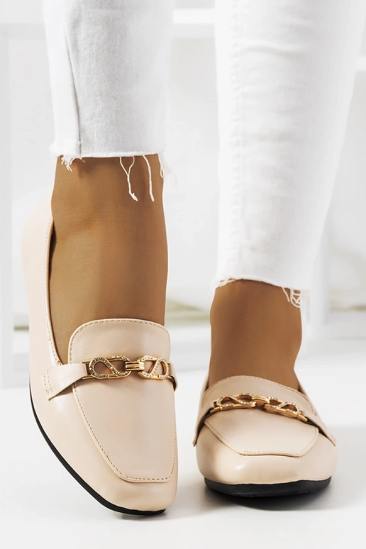 Beige mildere firkantede mokkasiner Beige mildere firkantede mokkasiner