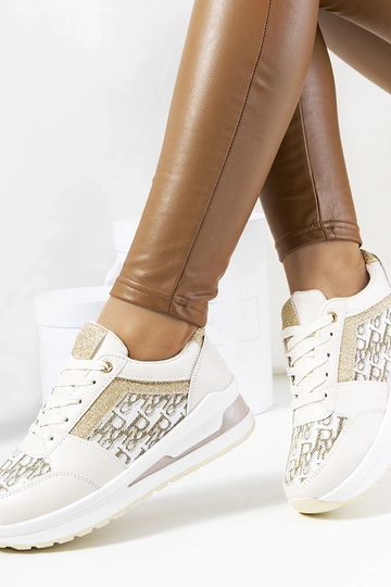 Beige sportssko sneakers med en tyk sål og snørebånd Aloisia