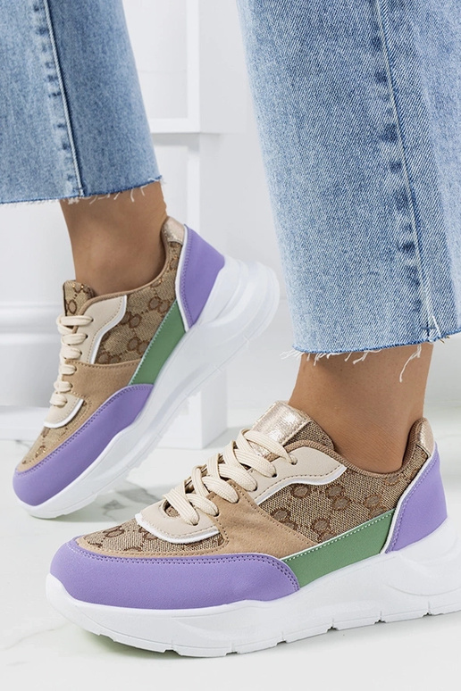 Beige og lilla Elyne damesneakers Beige og lilla Elyne damesneakers