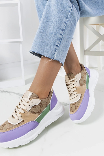 Beige og lilla Elyne damesneakers 2