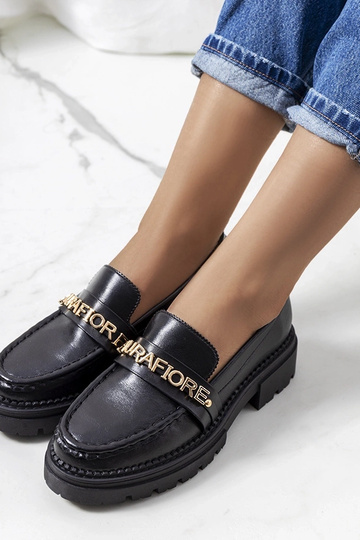 Zwarte mocassins op hoge zool, „Louelle" 2
