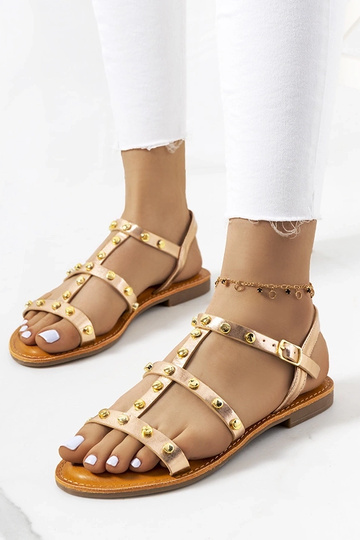 Roze metalen sandalen,...