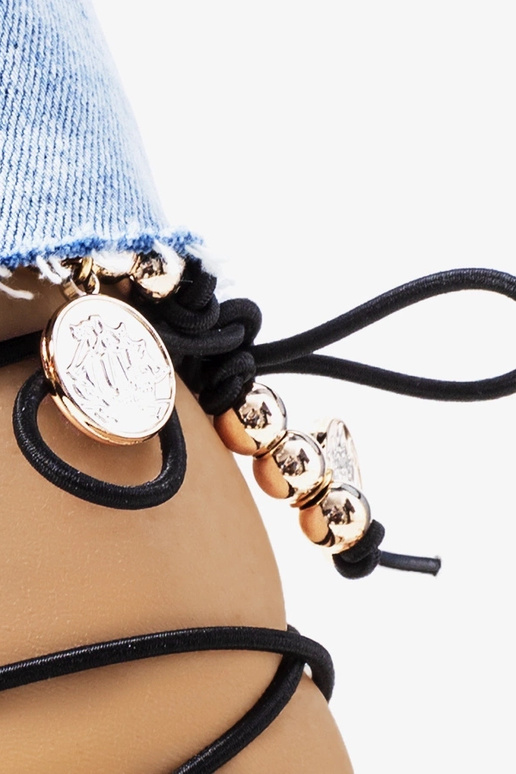 Albertis-sandaler i sort lak