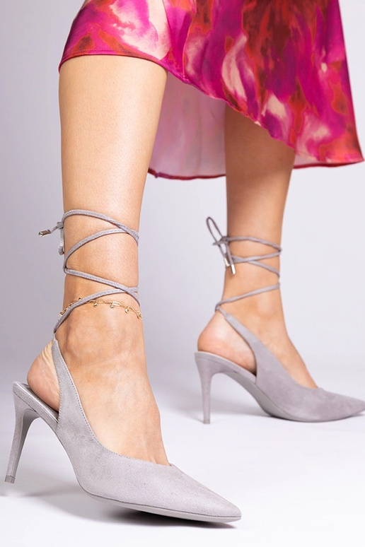 Hakola grå pumps med åben tå Hakola grå pumps med åben tå