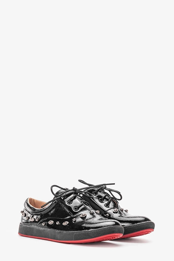 Sorte Fatna børnesneakers i lak